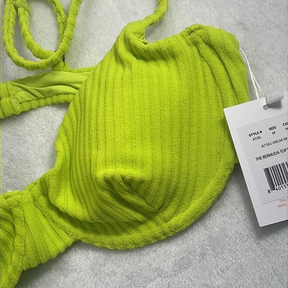 NWT Andie M, XXXL Lime Green The Bermuda Top Terry‎ Cloth Bikini Top NELM - Picture 3 of 16